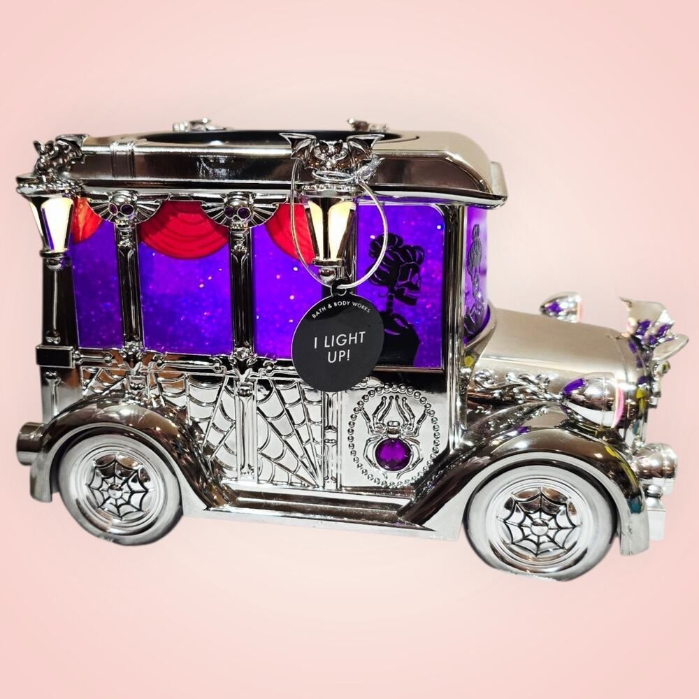 Bath & Body Works‎ Light-Up Hearse Waterglobe 3-Wick Candle Holder AS IS - Picture 8 of 14